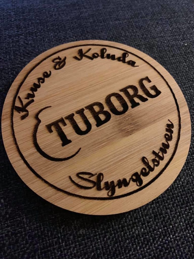 Ølbrik i bambus Ø10 cm - med eget design